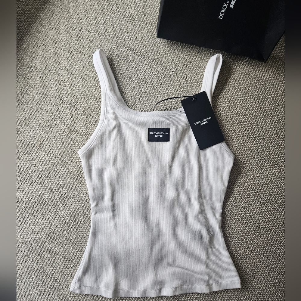 White Ribbed Tank Top